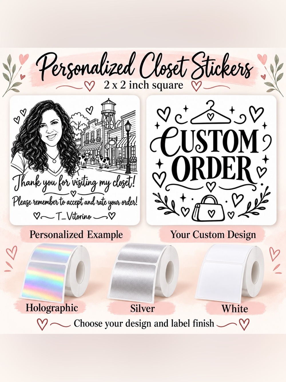 100 Personalized Closet Stickers Custom Design